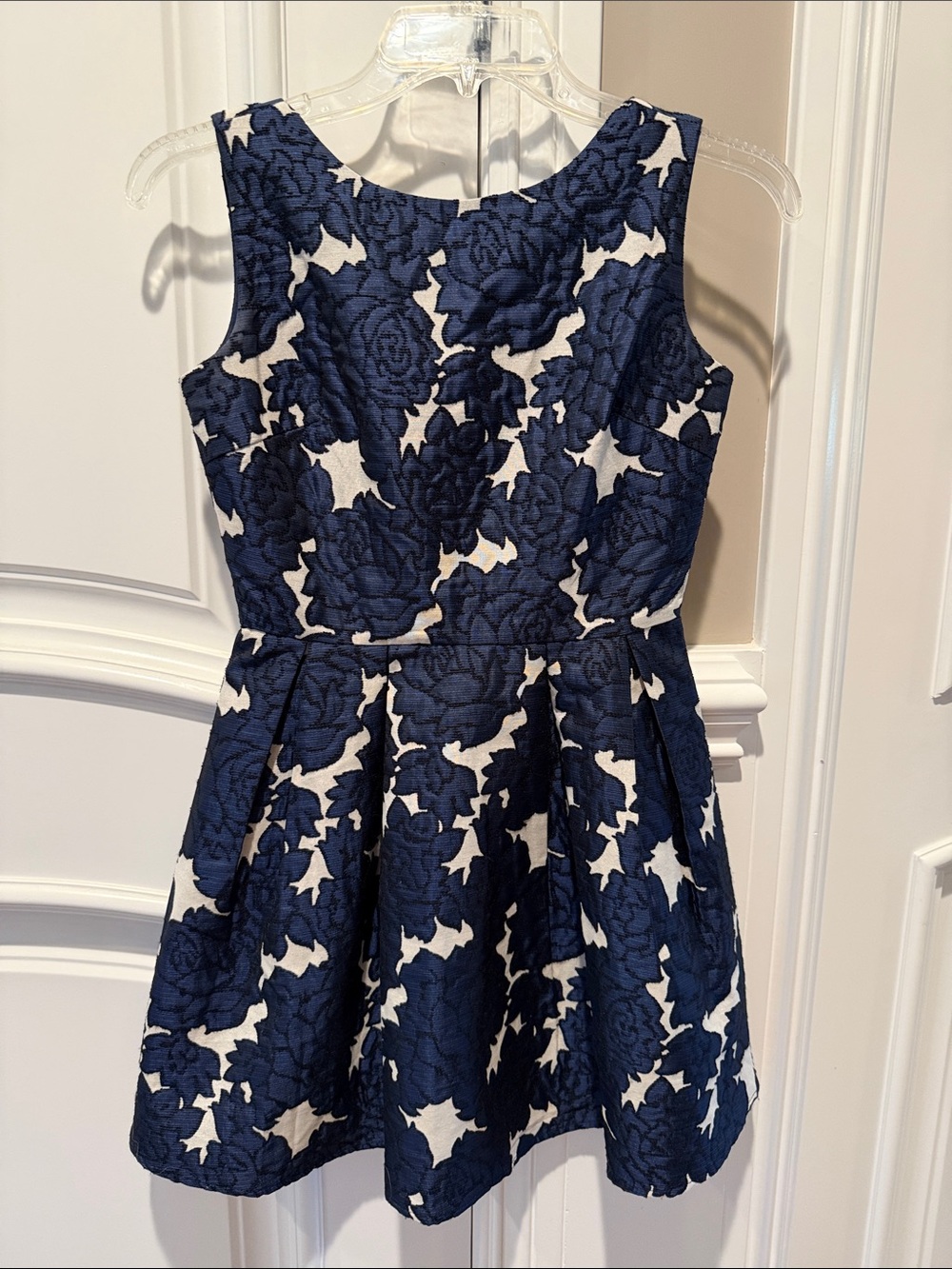 Navy and White Floral Fit & Flare Dress